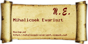 Mihalicsek Evariszt névjegykártya